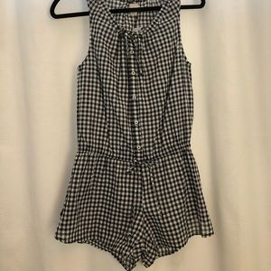 JCrew Navy & White gingham romper